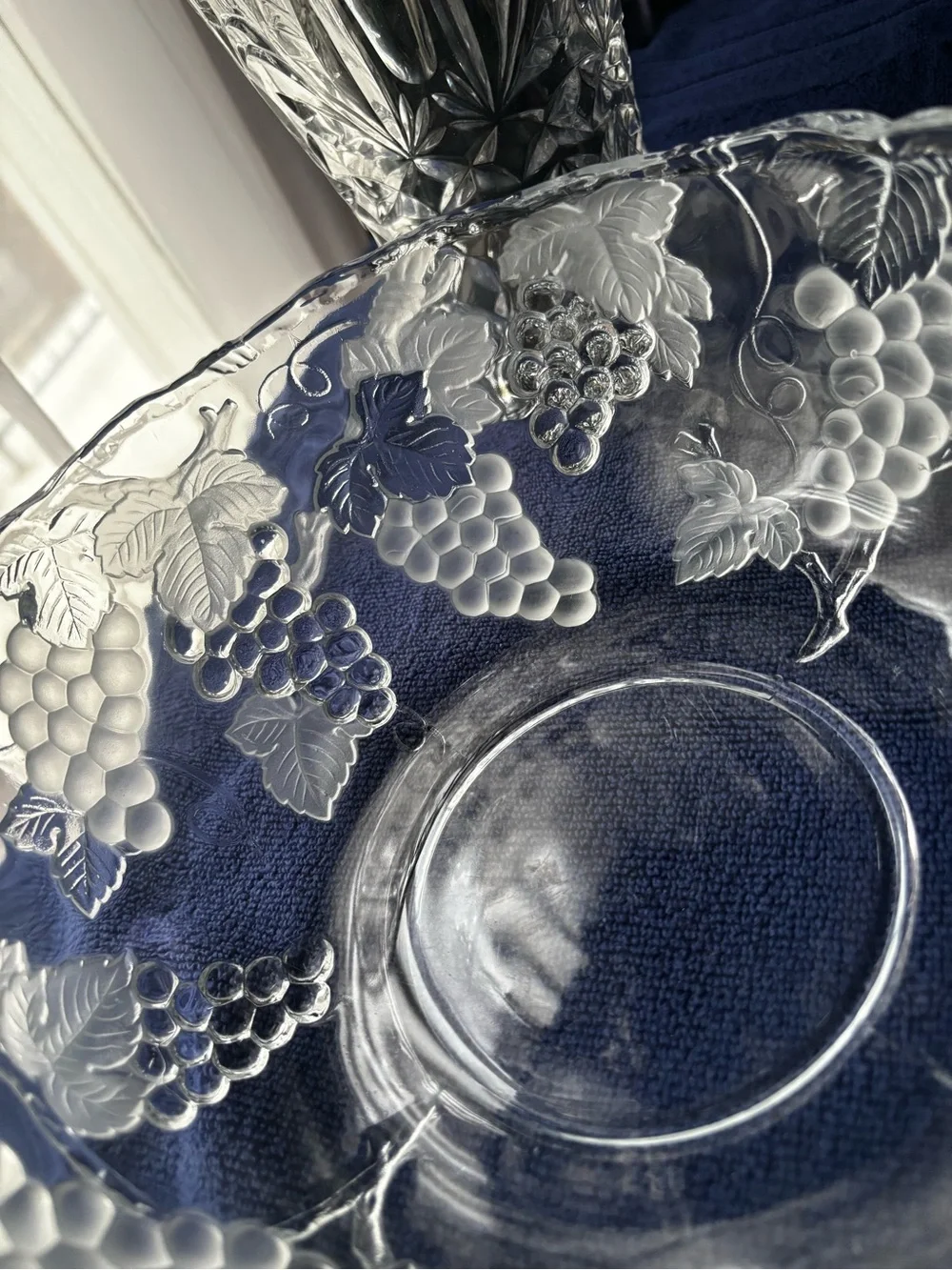 Vintage Mikasa Walther Glas Carmen Crystal Grape Serving Bowl W. Germany